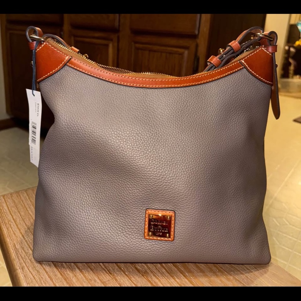 NWT Dooney & Bourke Gray and Brown Hobo Bag